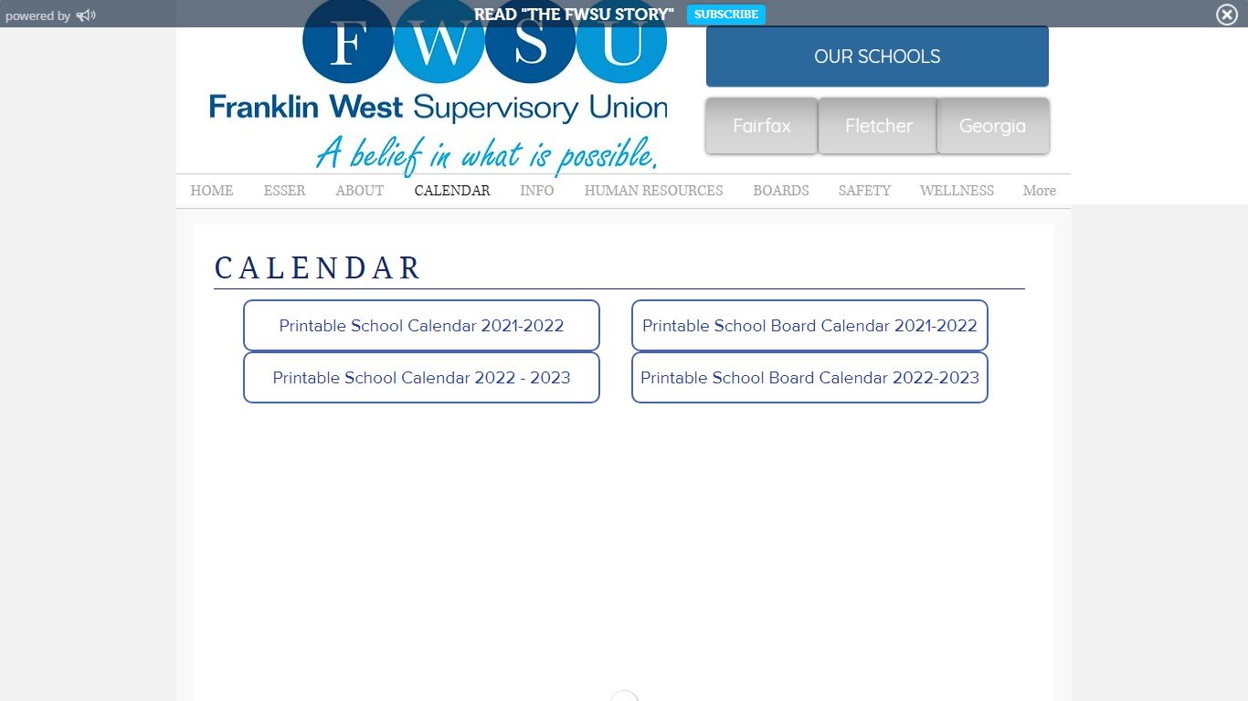 FWSU Calendar