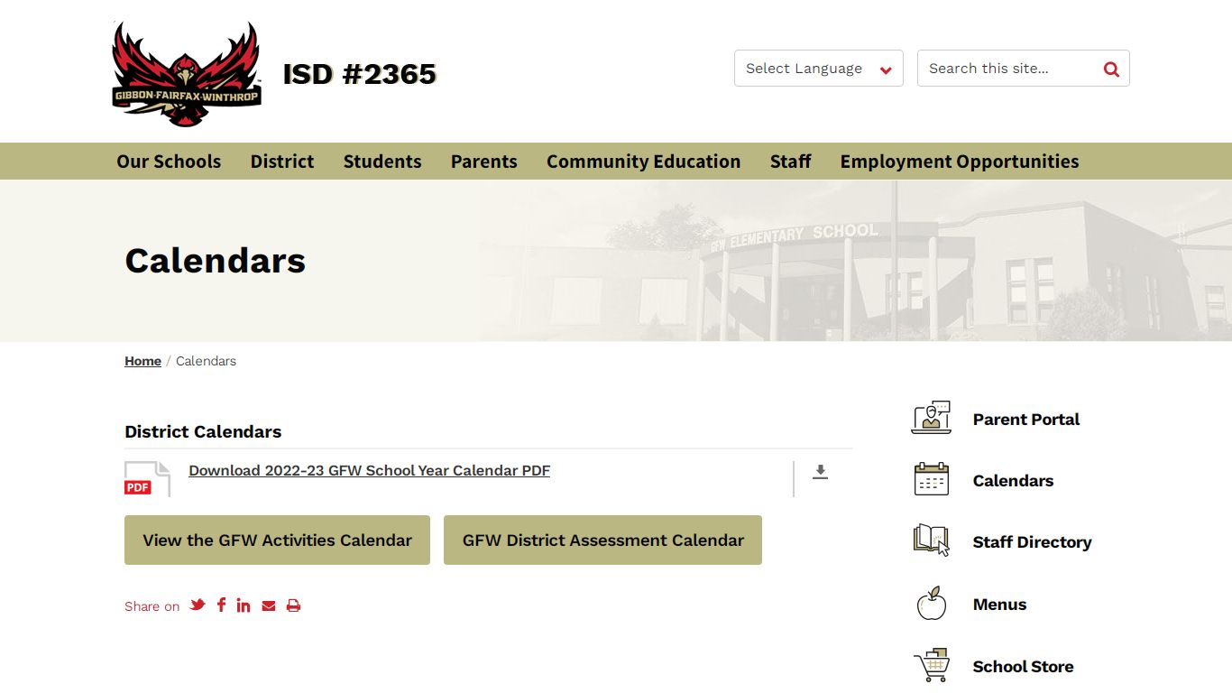 Calendars - GFW Schools